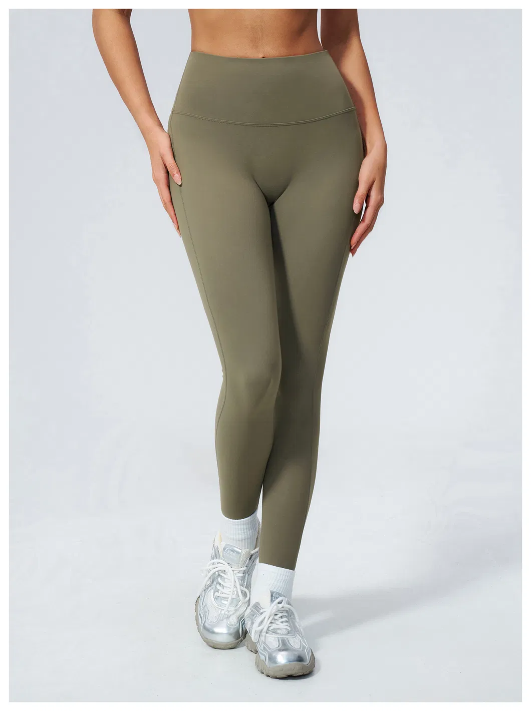 Tummy Control High Waist Yoga Pants for Women Wide Seamless Waistband V-Shape Lifting Butt Scrunch Leggings Squat-Proof 4-Way Stretch Matte Cropped
