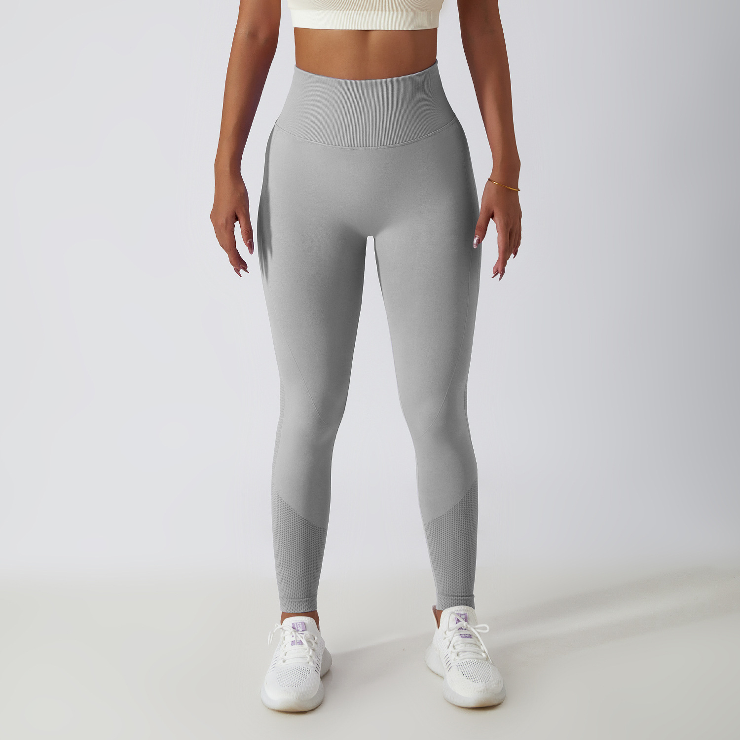Hot Selling Women's Elastic Waist Seamless Scrunch Butt Fitness Spandex Yoga Pants Solid Four-Way Stretch Anti-UV Full Length