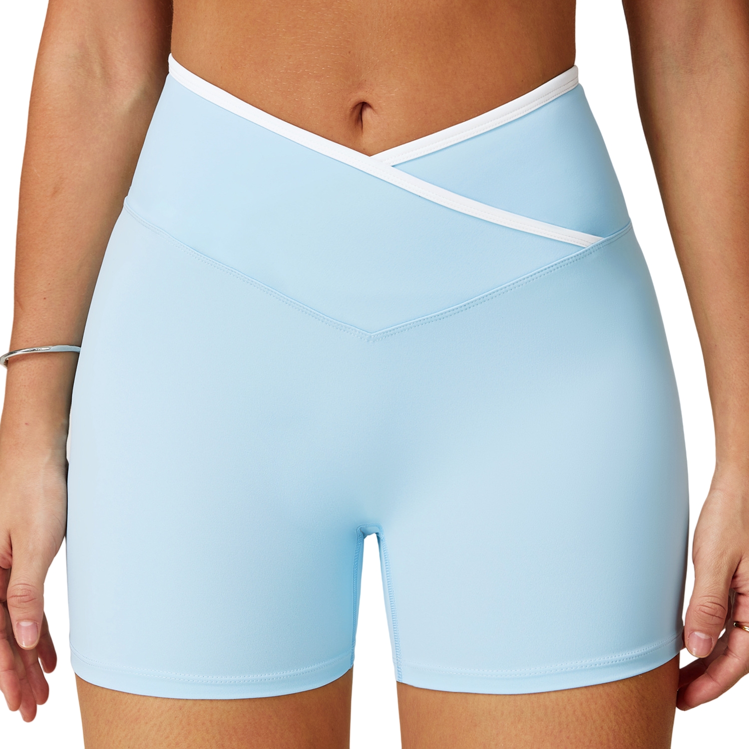 Women's Slim Cross High Waist High Elastic Yoga Pants Comfortable Color Contrast Butt Lifting Yoga Pants for Women