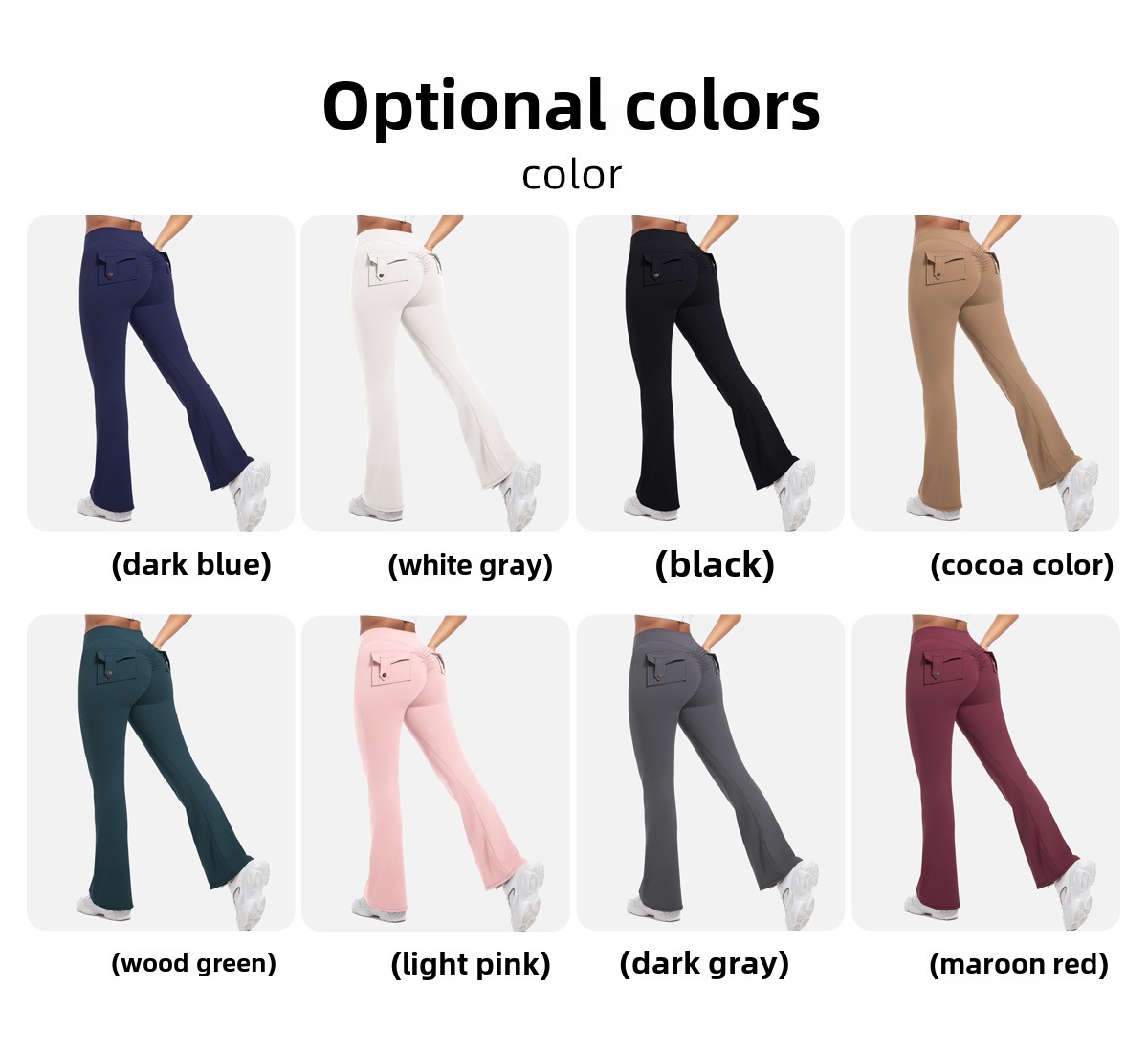 Button Peach High-Waisted Tight Yoga Bell-Bottoms Fitness Sports Wide-Leg Boot-Cut Yoga Pants for Women