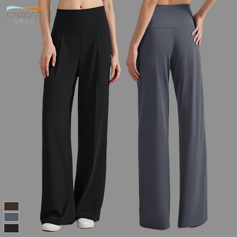 Custom Logo Wholesale Bestseller Workout Fashion High Waist Leisure Wide Leg Pants With Pocket Breathable Yoga Jogging Pants