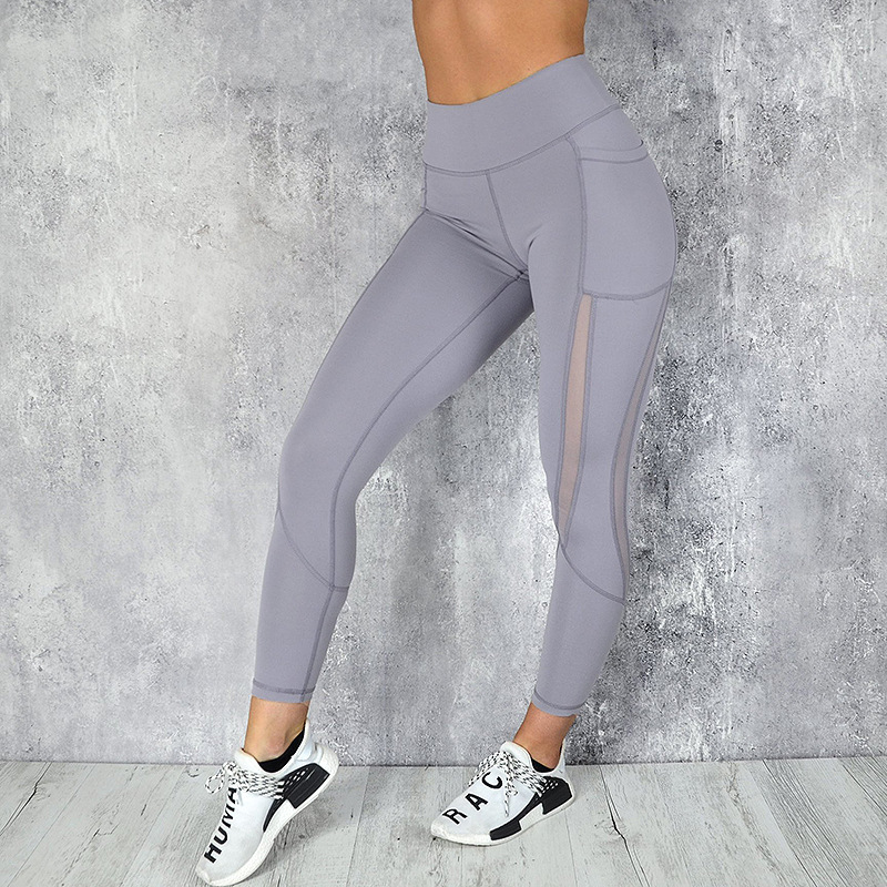 RUIQUWIN Hot Selling Women's Breathable Mesh Yoga Leggings Sports Fitness Jogging Pants Pocket Yoga Pants