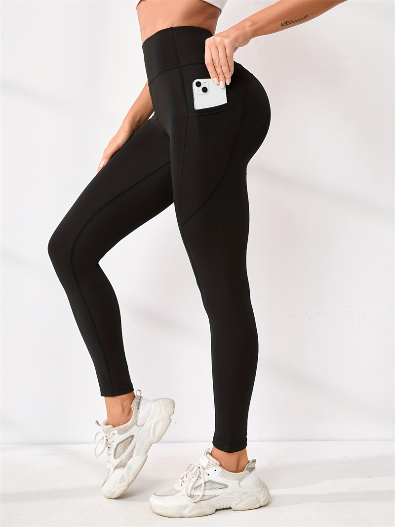 OEM/ODM Solid Leggings Pockets for Women Soft High Waisted Tummy Control Four-Way Stretch Full Length Workout Yoga Pants