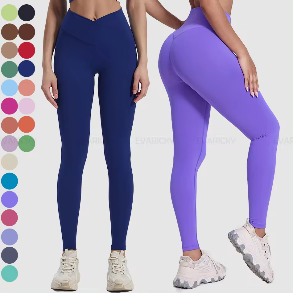 Women's High-Waisted Gym Leggings V-Shape Front Butt Lifting Yoga Features Soft Active Wear Elastic Waist Printed for Workout