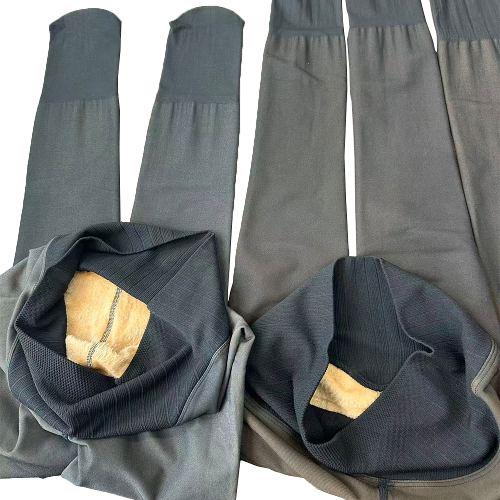 One Seam Crotch Plus Size Fleece Lined Solid Winter Knitted Pantyhose Tights Standard Warm Leggings