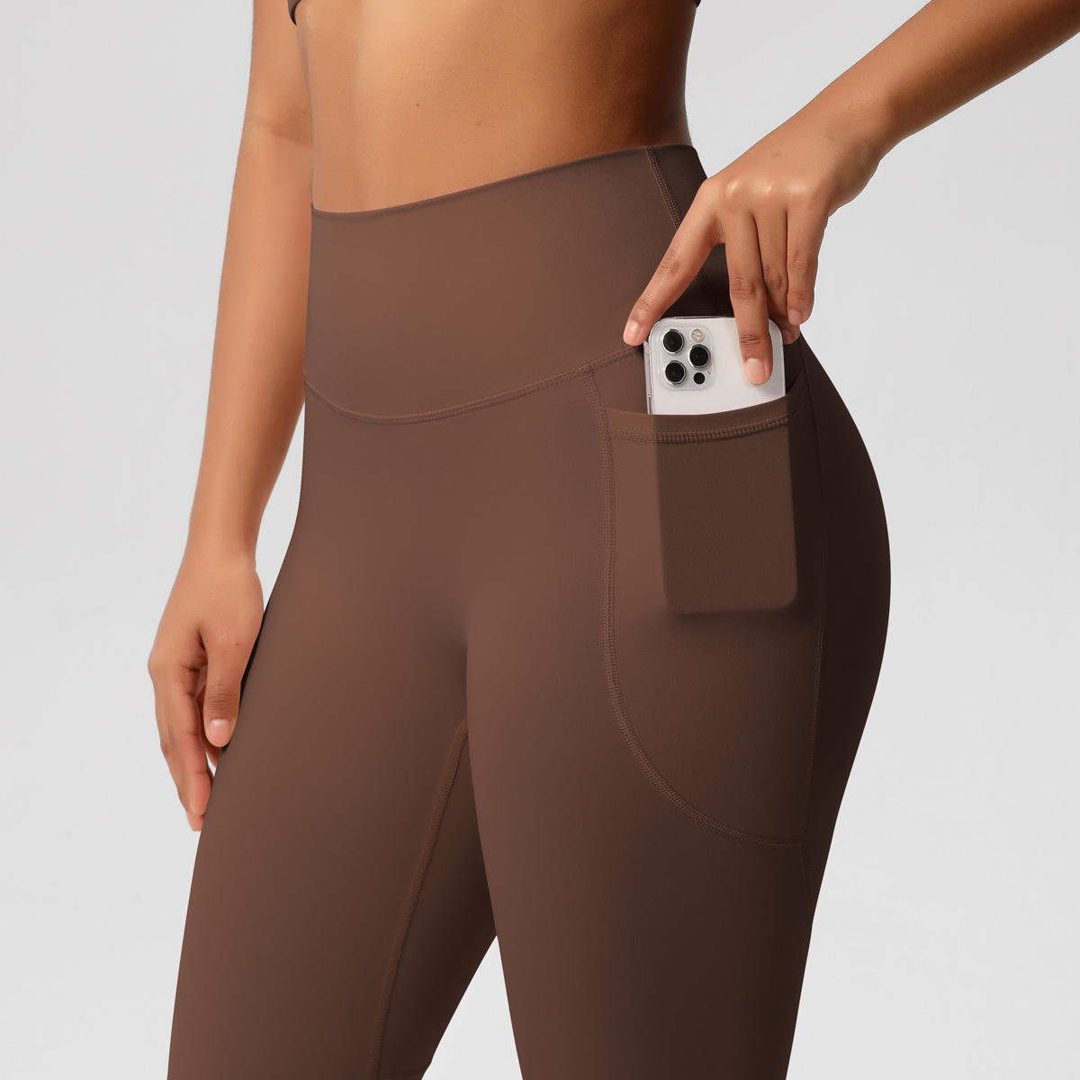 High-Waisted Yoga Pants Double-Sided Brushed Tight-Fitting High-Elastic Sports Running Leggings Women's Leggings with Pockets