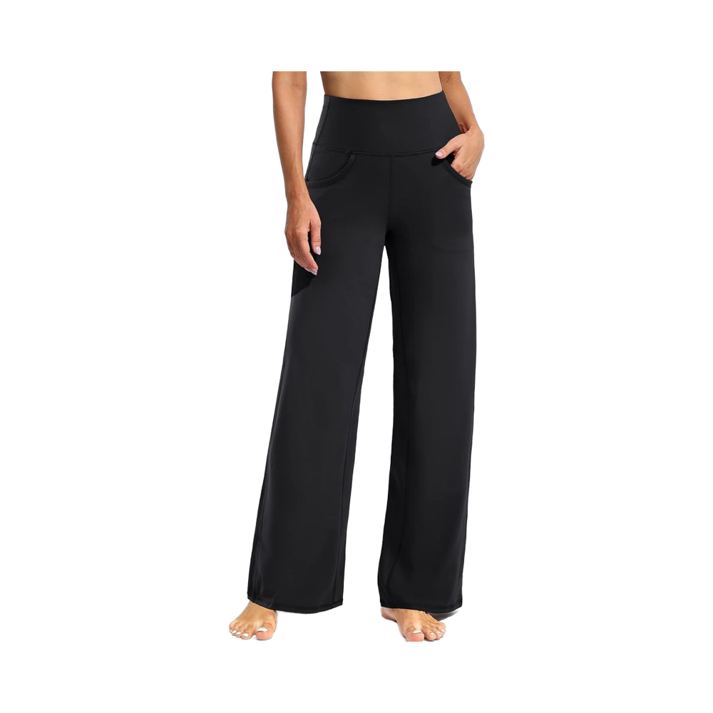 Promoter High Waist Wide Leg Yoga Pants with Pockets Stretch Loose Casual Lounge Sweatpants Color Blocking Petite/Regular/Tall