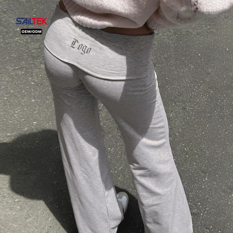 Foldover Waistband Women Yoga Pants Wide Leg Lounge Trousers Casual Bootcut Sweatpants Activewear For Gym Sports Flare Pants