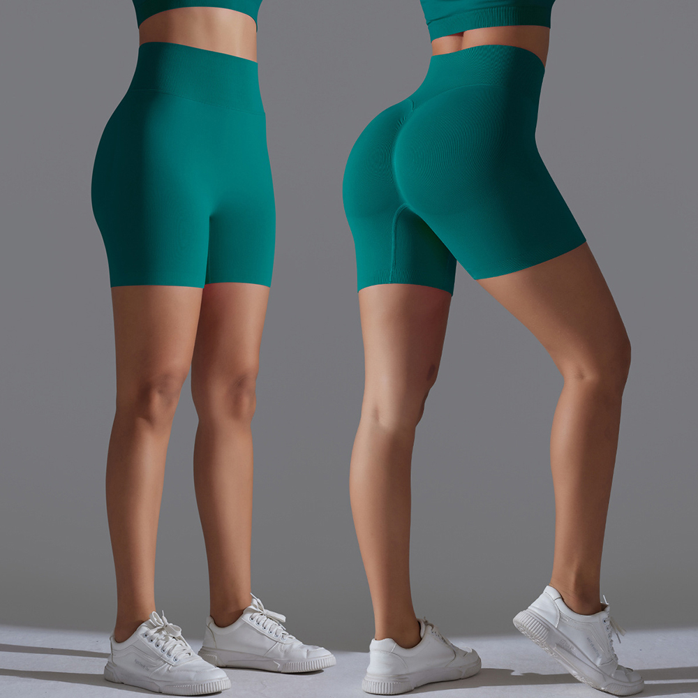 Women's High Waist Fitness Pants Sports Belly-Tightening Seamless Tights Peach Hip Yoga Shorts Active Bottoms