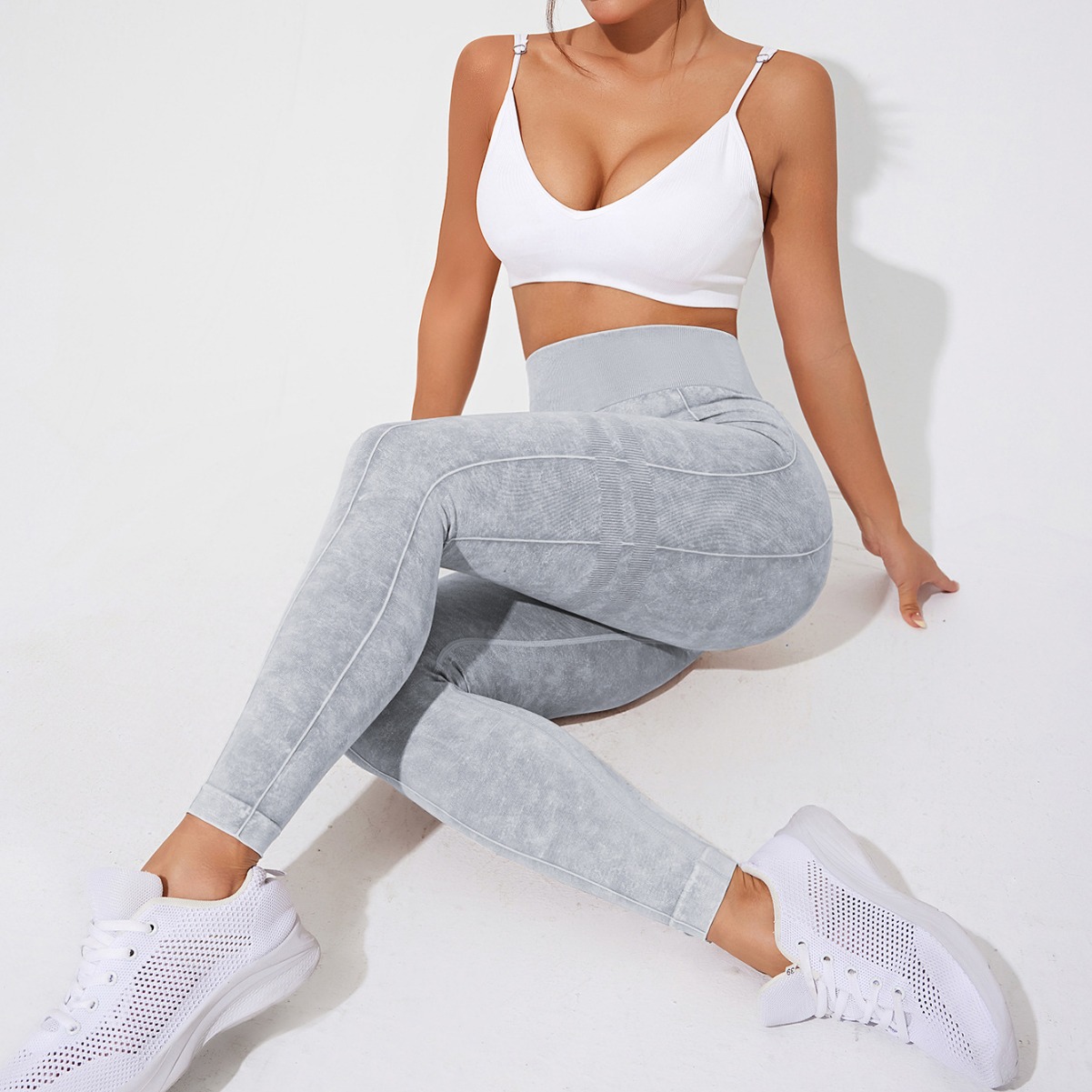 Womens High Stretch Seamless Breathable Yoga Leggings Elastic Waist Solid Pattern Nylon Spandex Active Wear Pants For Fitness
