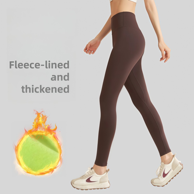 New Winter Solid Breathable Outerwear Tummy Control Hip Lift Fitness Sports Tight Thickened Fleece Yoga Pants