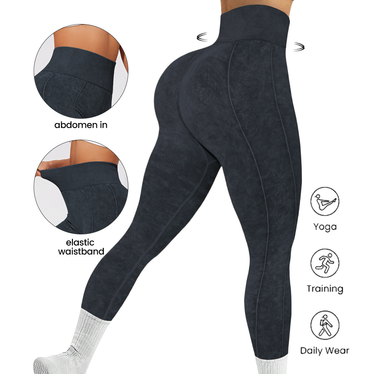Womens High Stretch Seamless Breathable Yoga Leggings Elastic Waist Solid Pattern Nylon Spandex Active Wear Pants For Fitness