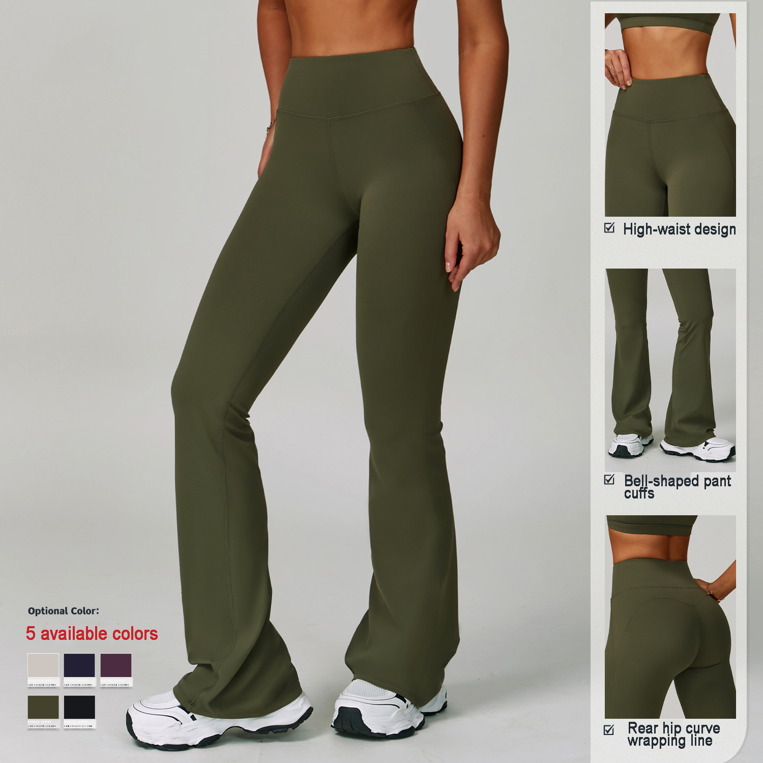 Women Sports Wear Petite Clothing High Waisted Peachy Hips Yoga Tights Gym Flared Fitness Workout Leggings for Women