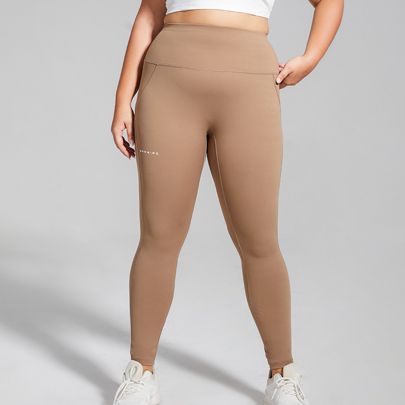 Women's Plus Size Sports Pocket Fitness Pants Peach Pants Running Arm Lifting High Waisted Stretchy Bottoms Yoga Pants