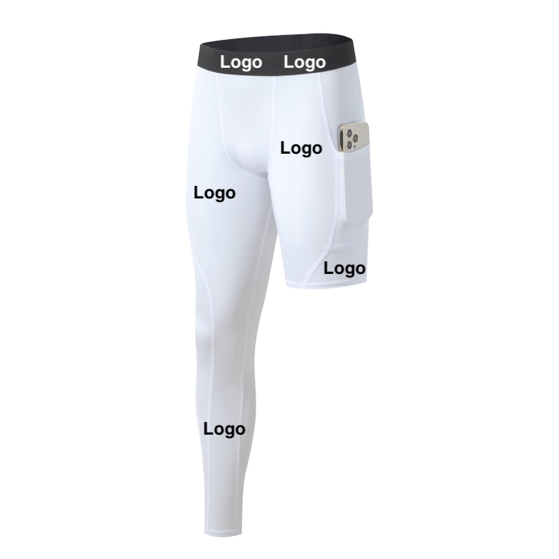 Factory Custom One Leg Compression Tights for Basketball Athletic Workout Gym Leggings with Pockets