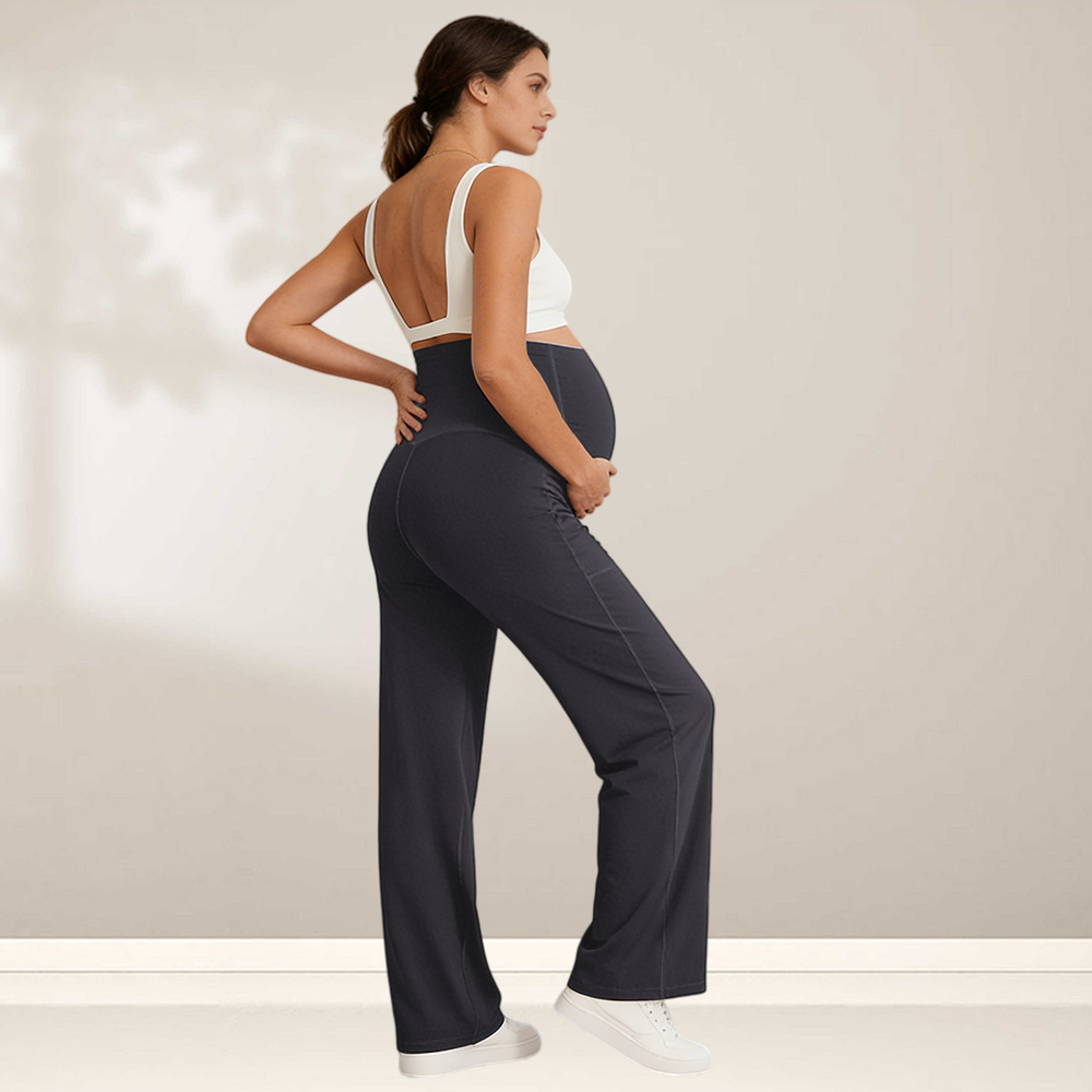 Maternity Clothes Pregnant Women Soft Straight Leg Yoga Pants Super High Waist Maternity Yoga Pants Breathable Gym Clothes