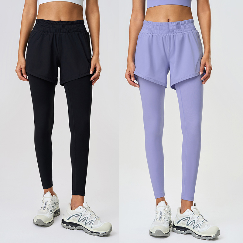 Yoga Leggings with Built-in Compression Shorts Gym Leggings for Women Legging Mujer Golf 2 in 1 Running Pants for Gym Slim Fit