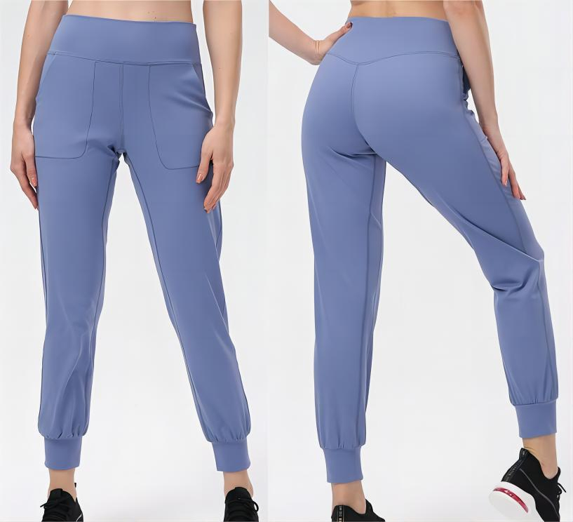 Women's 77% Nylon 23% Spandex High Waist 4-Way Stretch Yoga Pant with Pockets &amp; Elastic Cuffs for Yoga Running &amp; Casual Wear