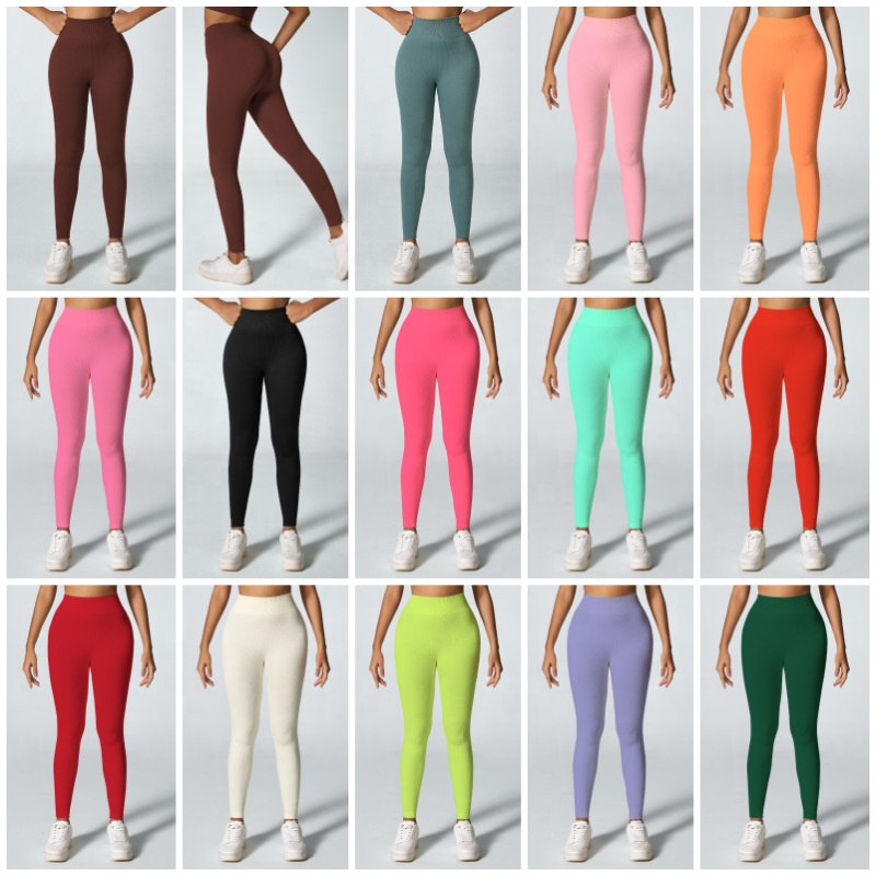 14 Colors Thread Seamless High-Waisted Sporty Yoga Pants Elastic Tight Fitness Outdoor Breathable Sports Yoga Leggings