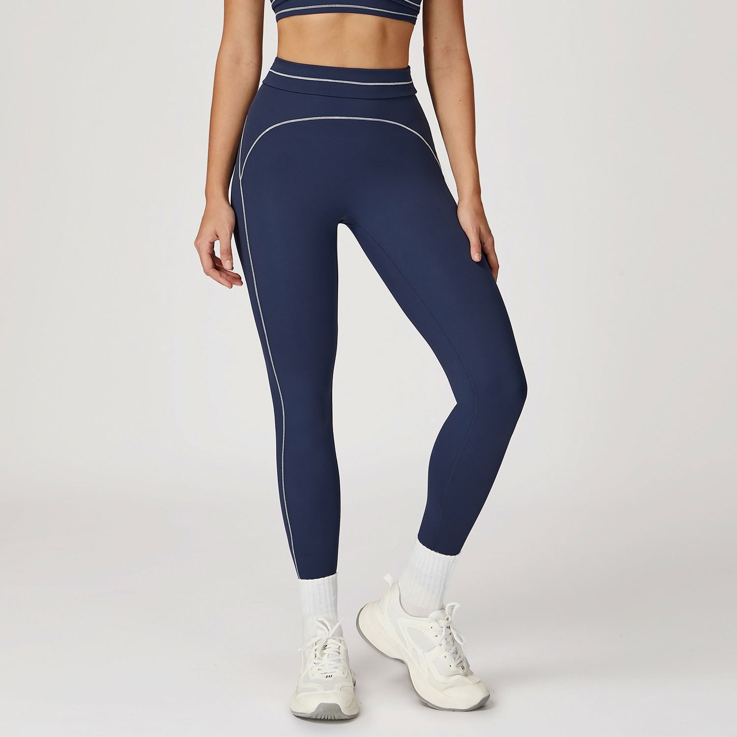Brushed Fabric Foldover Waistband High Rise Yoga Leggings Color Block Thermal Workout Tights Women's Winter Pants