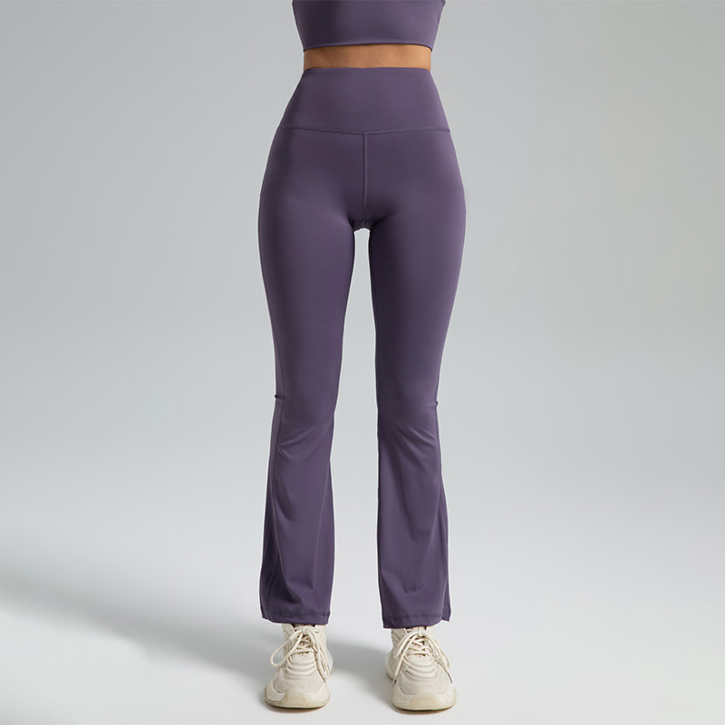 Wholesale Summer Yoga Pilates Exercise Fitness Pants Four-Way Stretch High Waist Butt Lift Flared Leggings Elastic Waist Solid