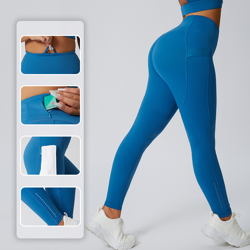 Yoga Pants Workout Tight Fitness Leggings Nylon Spandex High Waist Butt Lift Gym Yoga Leggings With Elastic Side Loop And Pocke