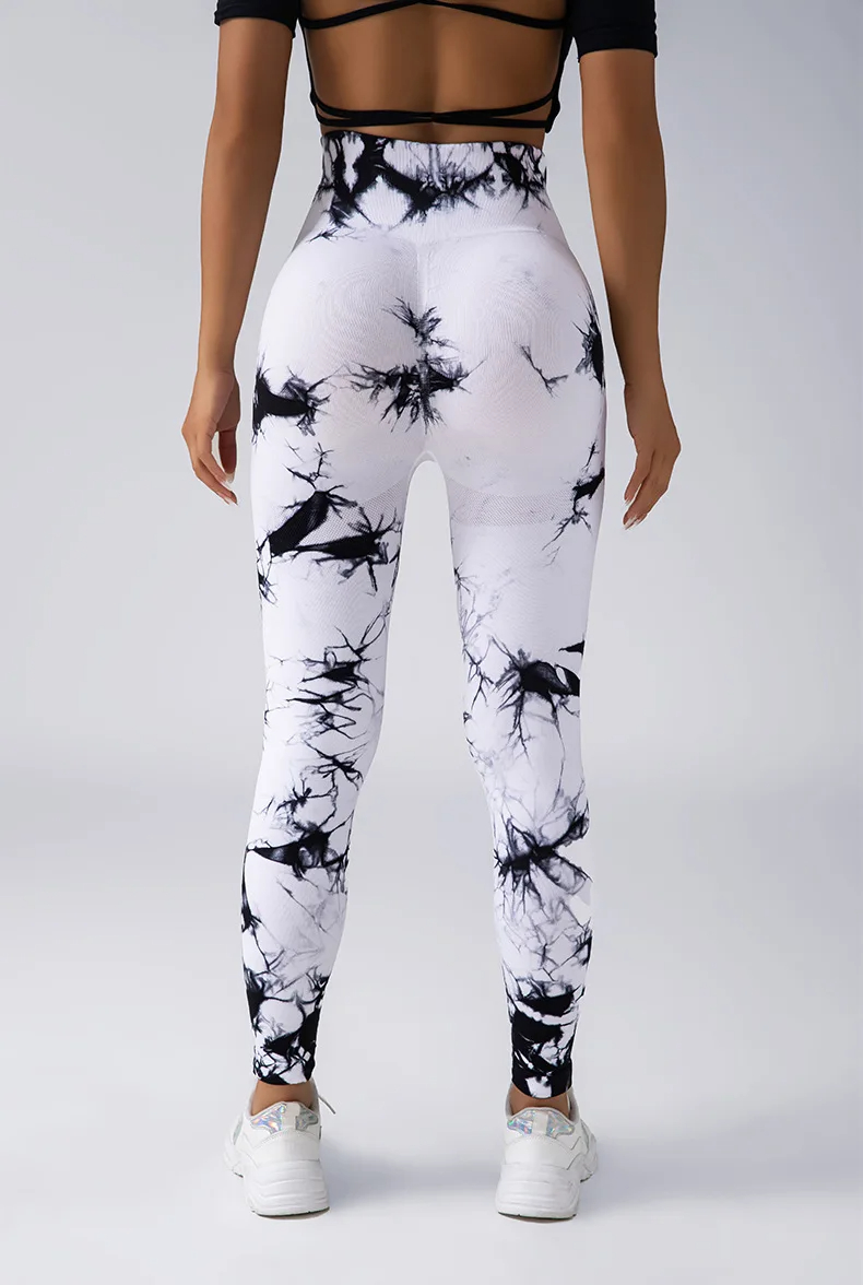 Women Tie Dye High Waist Yoga Tights Detail 8