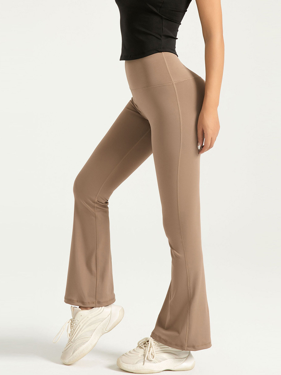 Wholesale Summer Yoga Pilates Exercise Fitness Pants Four-Way Stretch High Waist Butt Lift Flared Leggings Elastic Waist Solid