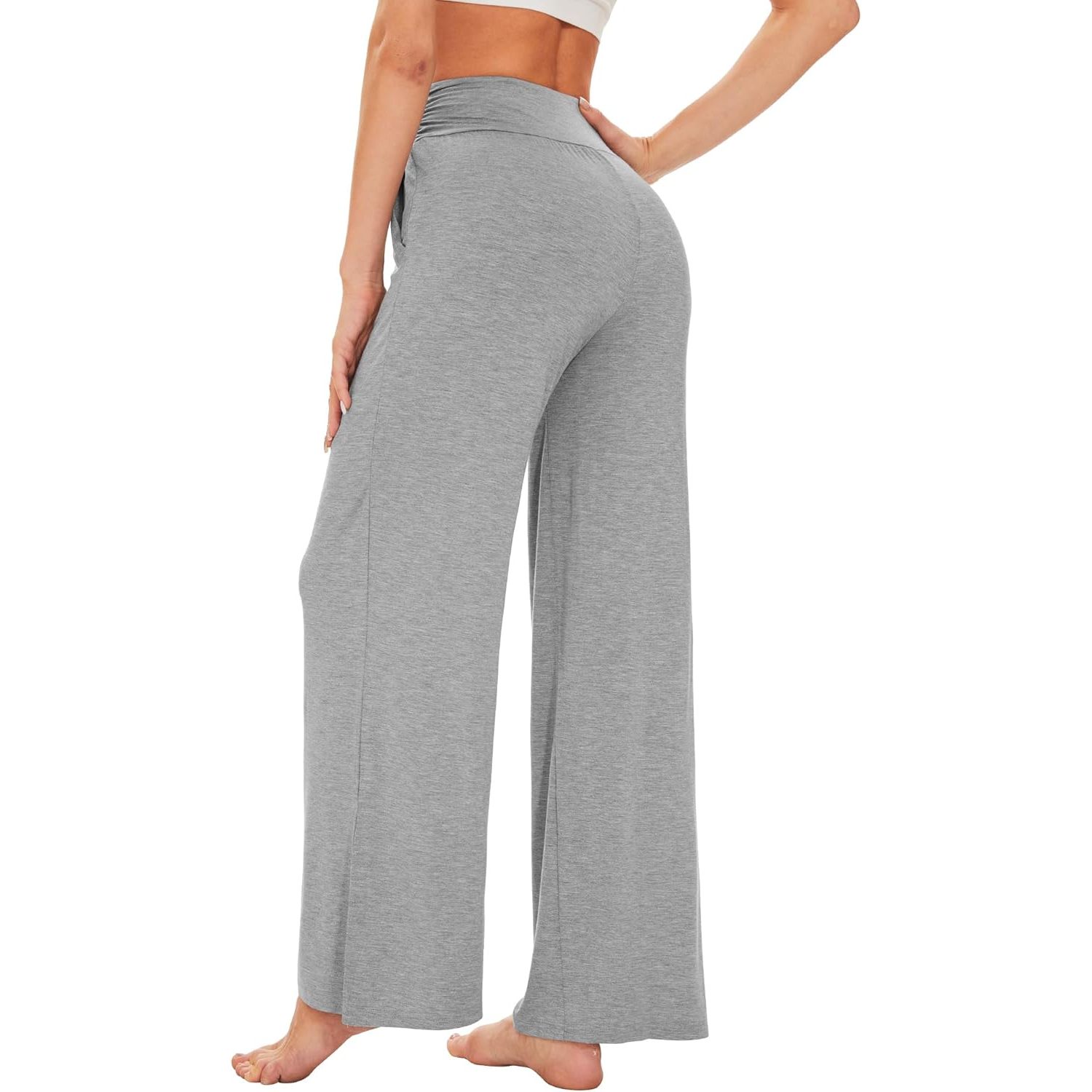 Custom Womens Bamboo Viscose Lounge Pants Soft Wide Leg Palazzo Yoga Pant Casual Pajama Bottoms S-XXL