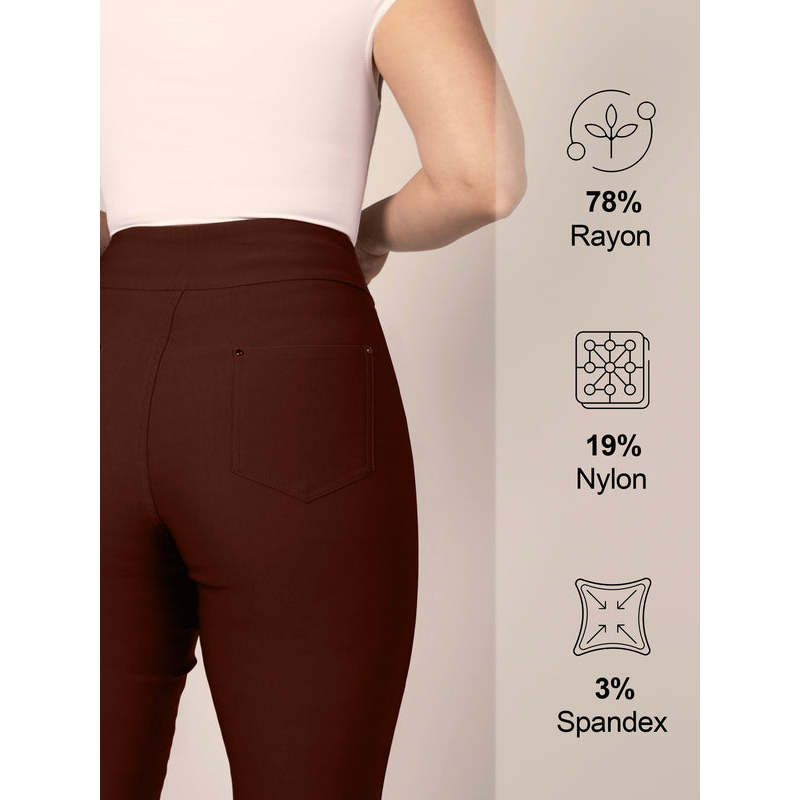 Jenna Rose Petite Size Yoga Dress Pants Breathable Slim Fit Straight-Leg Office Casual with Spandex/Polyester Material 5 Pockets