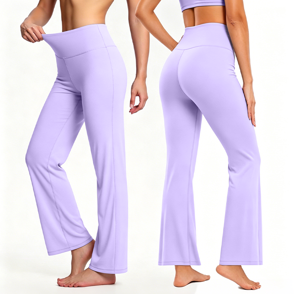 Buttery Soft Spandex/Nylon Flared Yoga Pants Women High Waist Tummy Control Bootcut Leggings Four-Way Stretch Breathable