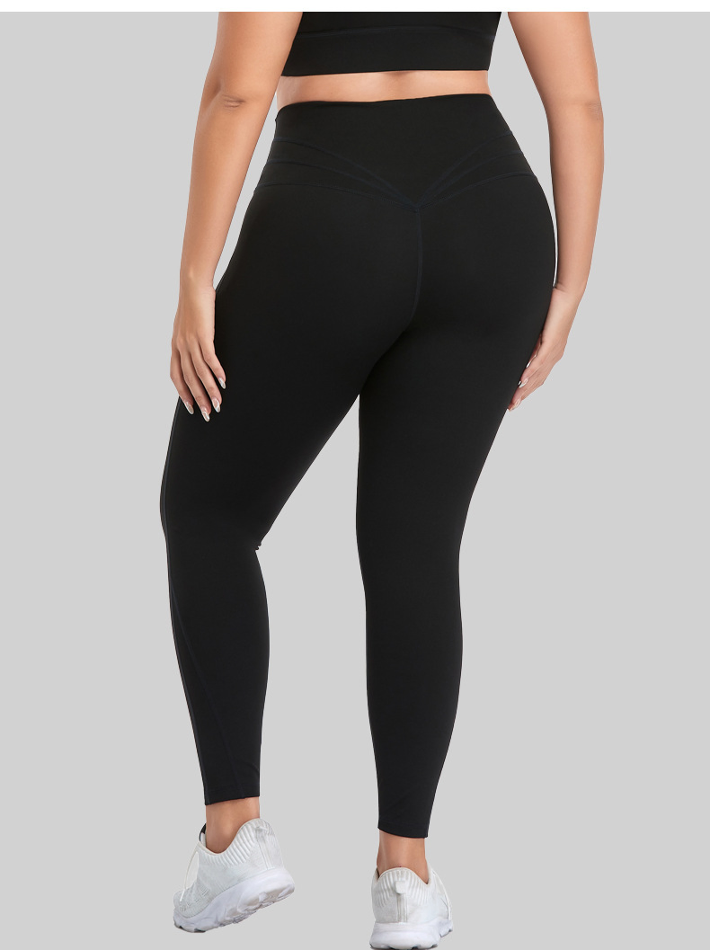 Plus Size High Waist Three Line Hip Lift Stretch Sports Yoga Pants