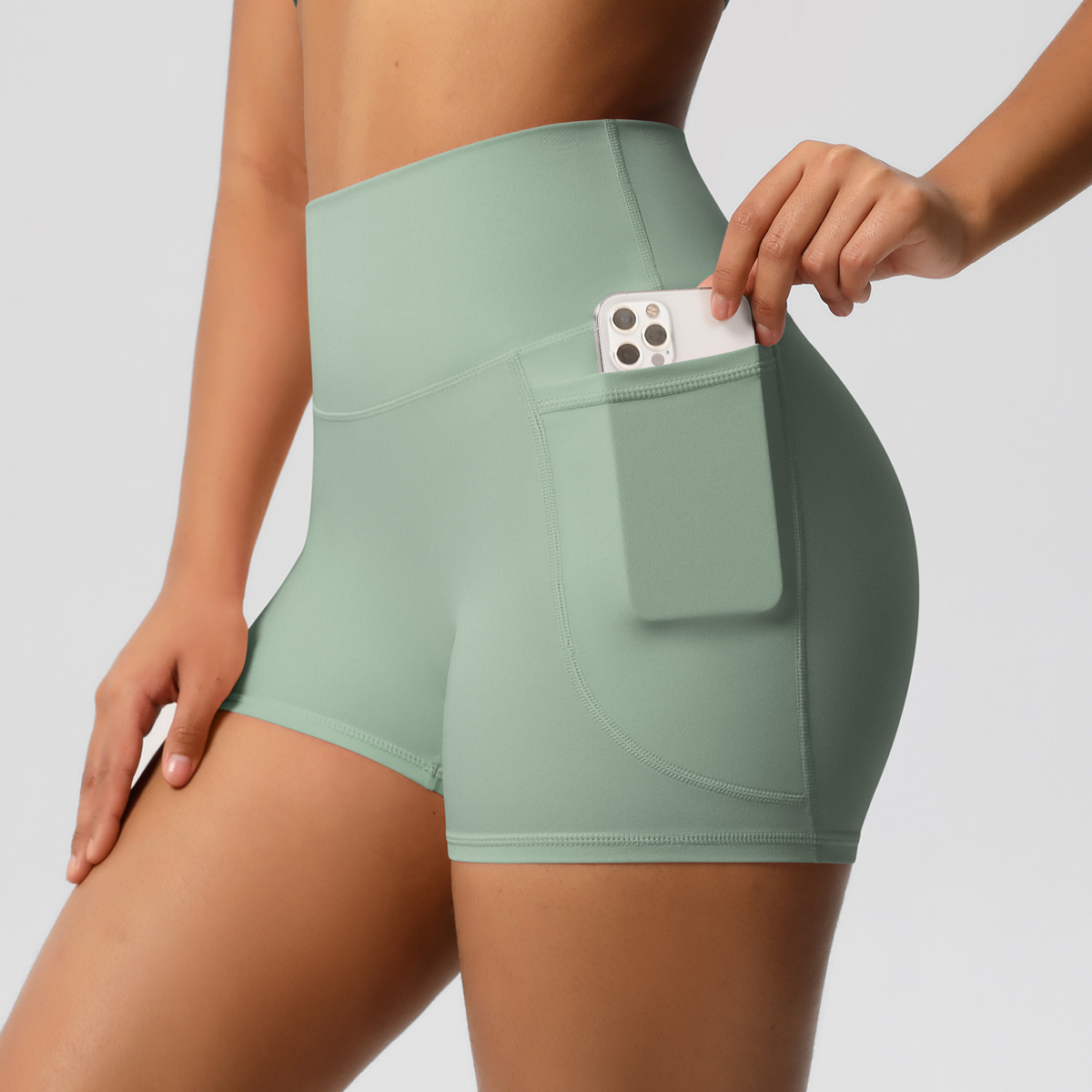 RUIQUWIN Women's High Waisted Yoga Shorts Quick Drying Breathable Tight Pocket Pants Outdoor Cycling Sports Fitness Pants