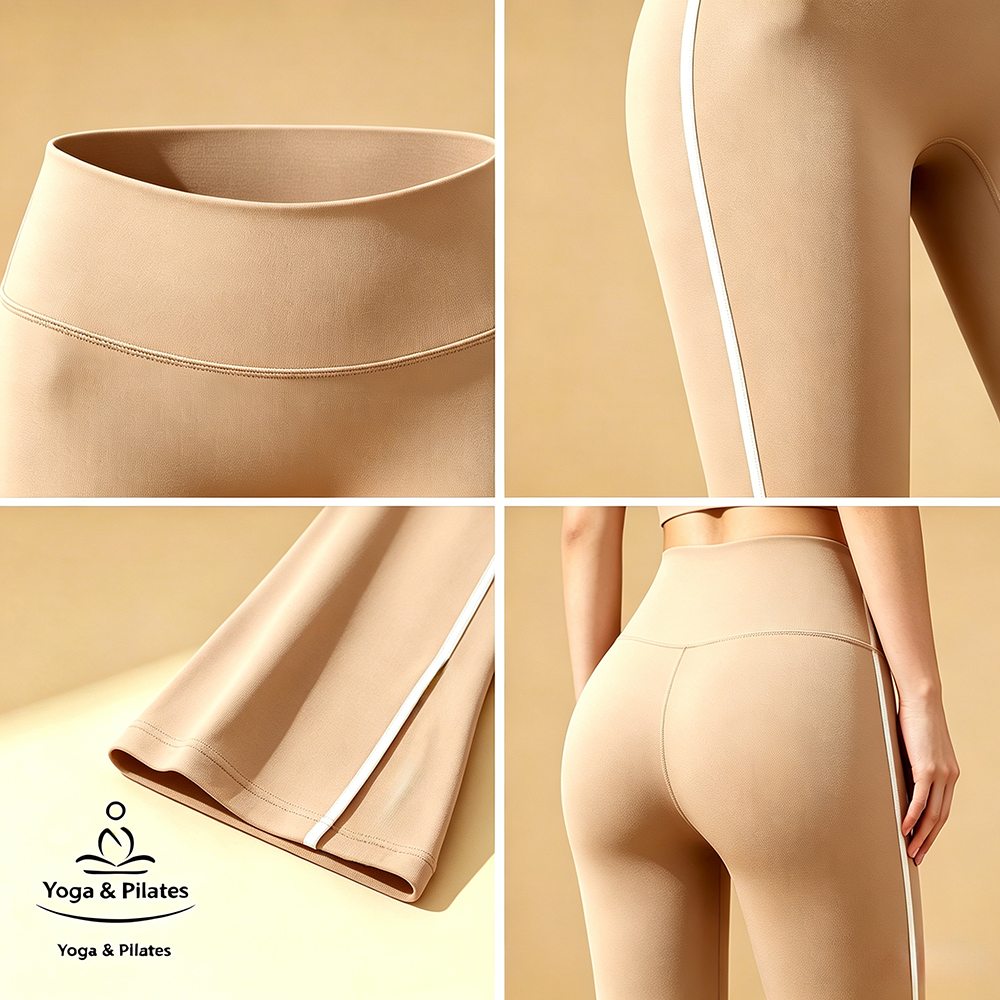 High Quality Solid Flare High Waist Yoga Pants Side Stripe Custom Logo Stretch Breathable Eco-Friendly Quick Dry Gym Women
