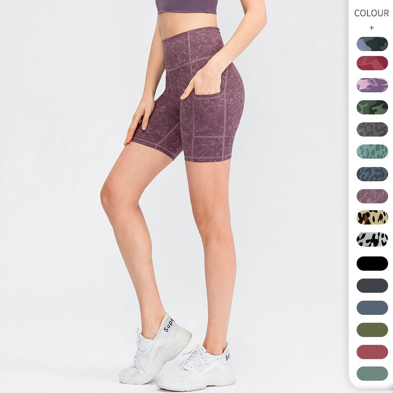 F52 Women's High Waist Yoga Pants Shorts with Pockets Solid Printed Leopard Biker Style Casual Sports Fitness Leggings