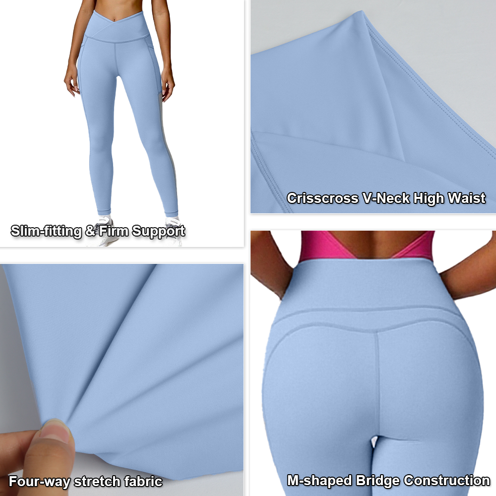 Solid Elastic Waist Breathable Side Mesh Cutout Yoga Pants with Phone Pockets for Gym &amp; Running