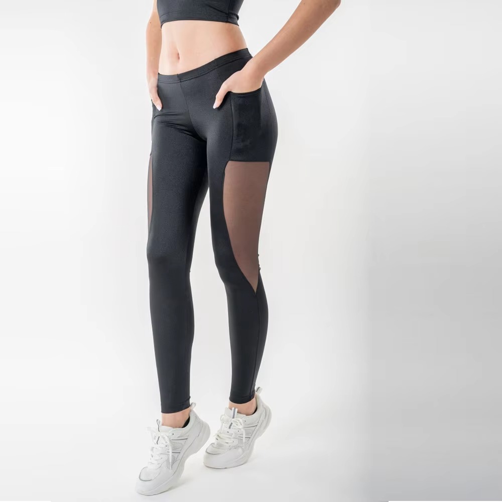 Custom Wholesale Sport Wear Mesh Yoga Pants Leggings High Waist Sexy Workout Tights Breathable Fitness Leggings For Women