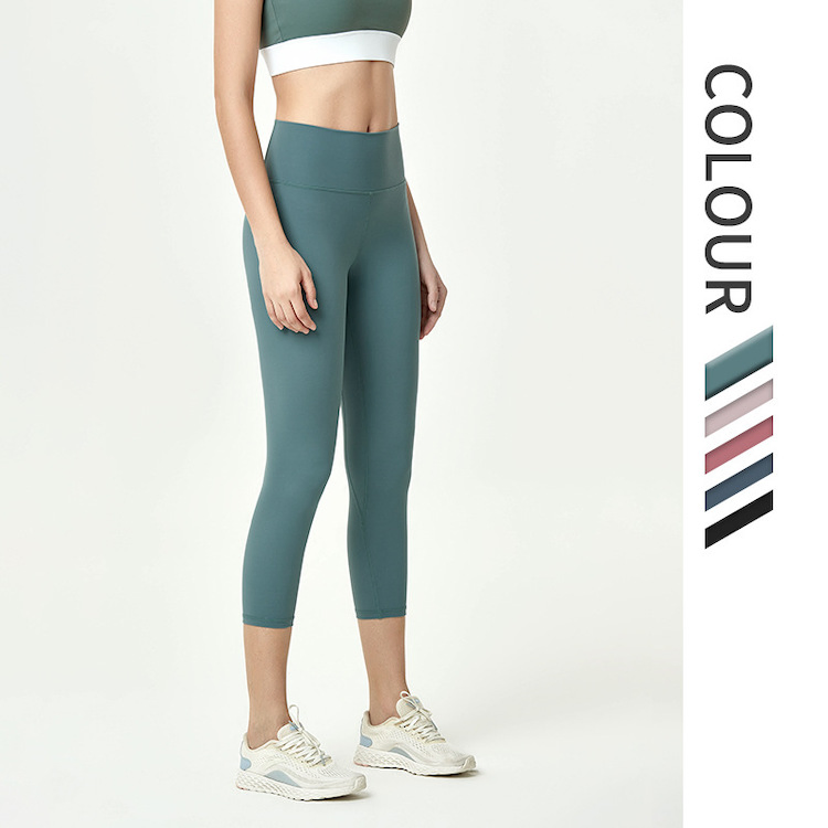 Factory OEM High Waist Buttery Soft Gym Running Capri Pants for Women, Tummy Control 4 Way Stretch Workout 3/4 Yoga Leggings, Athletic Jogging Wear