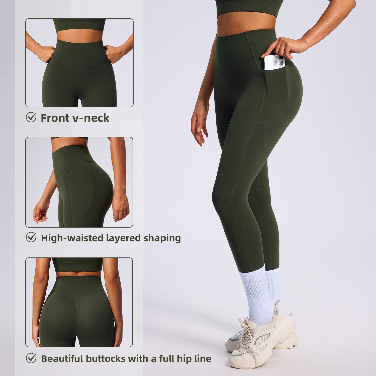 V-shaped Waist Tight Stretch Shaping Hip Lifting With Pockets High Waist Print Quick Dry Breathable Fitness Women Yoga Leggings