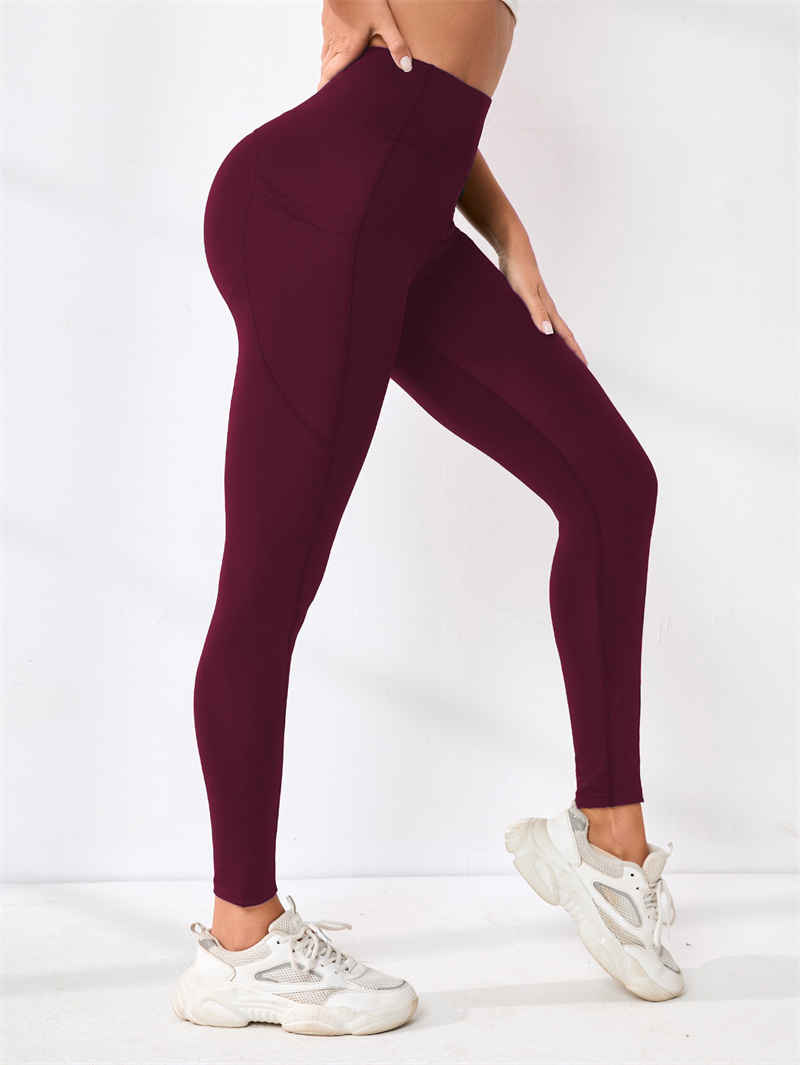 OEM/ODM Solid Leggings Pockets for Women Soft High Waisted Tummy Control Four-Way Stretch Full Length Workout Yoga Pants