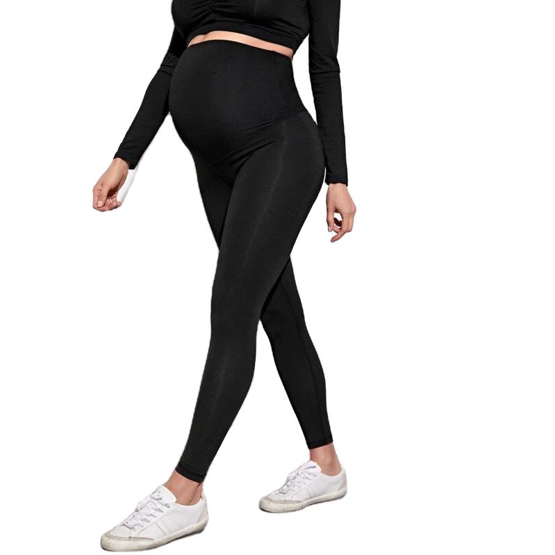 2022 Wholesale Comfort High Waist Support Belly Women's Pregnancy Pants Sports Yoga Leggings For Maternity Clothing