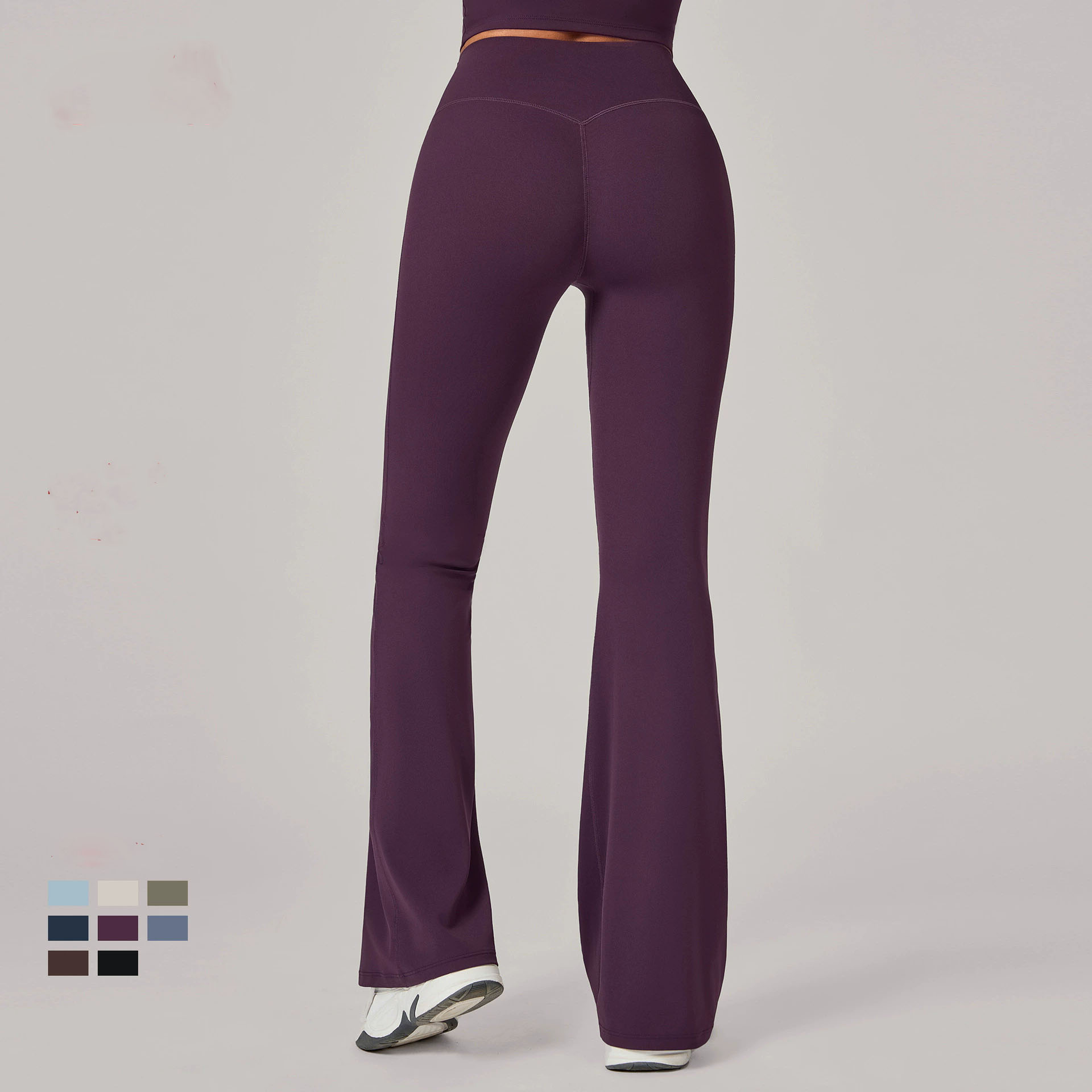 YanRuo Pleated Yoga Flared Pants, Hip-lifting Wide-leg Sports Long Pants, High-waisted Fitness Yoga Pants