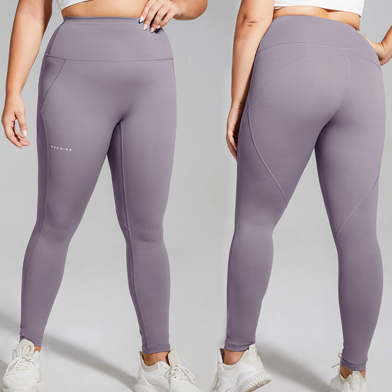 Women's Plus Size Sports Pocket Fitness Pants Peach Pants Running Arm Lifting High Waisted Stretchy Bottoms Yoga Pants