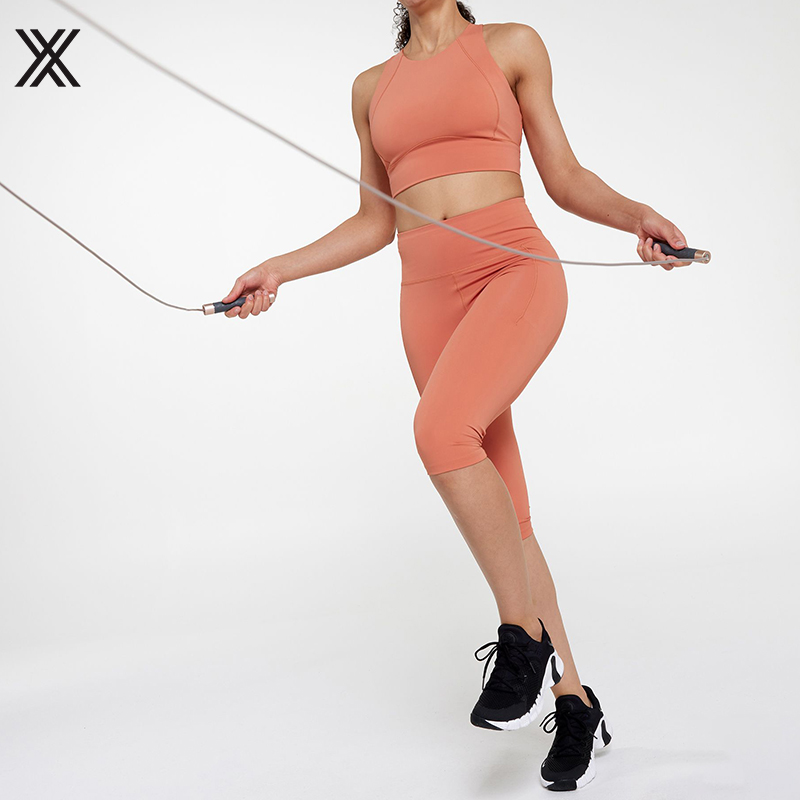 2023 Eco Friendly Recycled High Waist Gym Leggings Yoga Leggings Knee Length With Pockets for Women