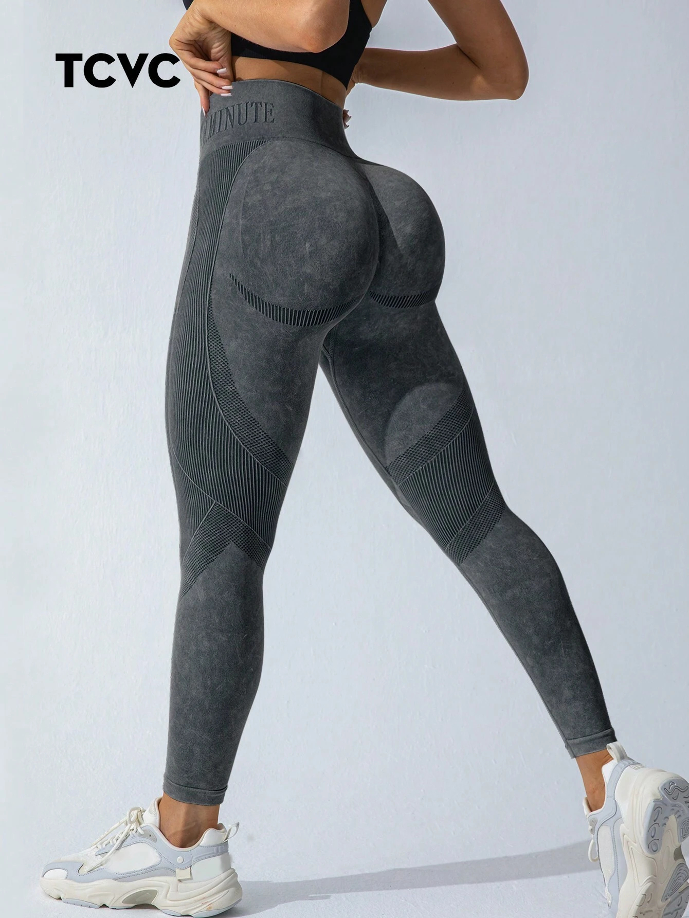 QIFA Acid Wash Letters Yoga Leggings Women Gym Fitness Sportswear Workout Running Clothes Push up Yoga Pants Tights Mujer 1337