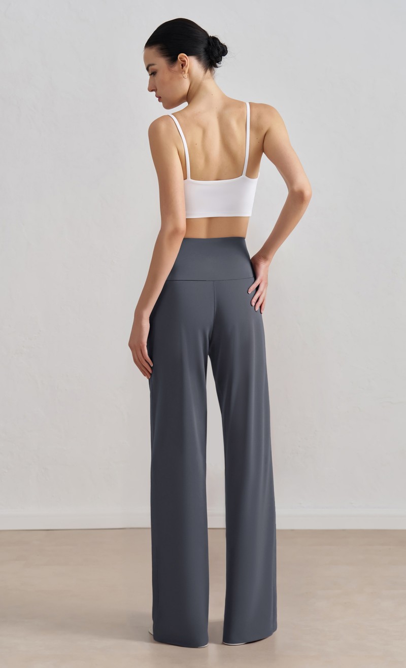 Custom Logo Wholesale Bestseller Workout Fashion High Waist Leisure Wide Leg Pants With Pocket Breathable Yoga Jogging Pants