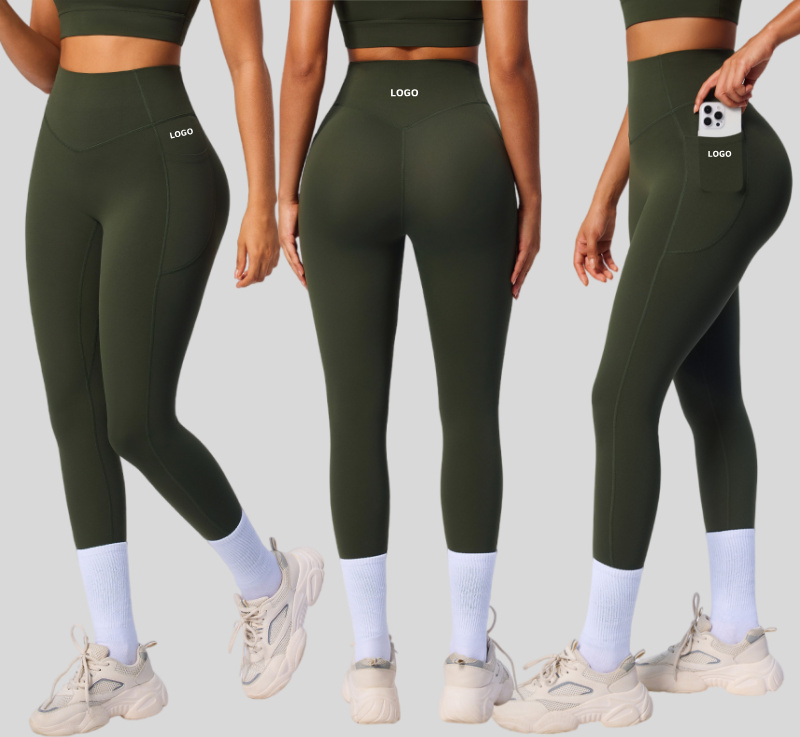 V-shaped Waist Tight Stretch Shaping Hip Lifting With Pockets High Waist Print Quick Dry Breathable Fitness Women Yoga Leggings