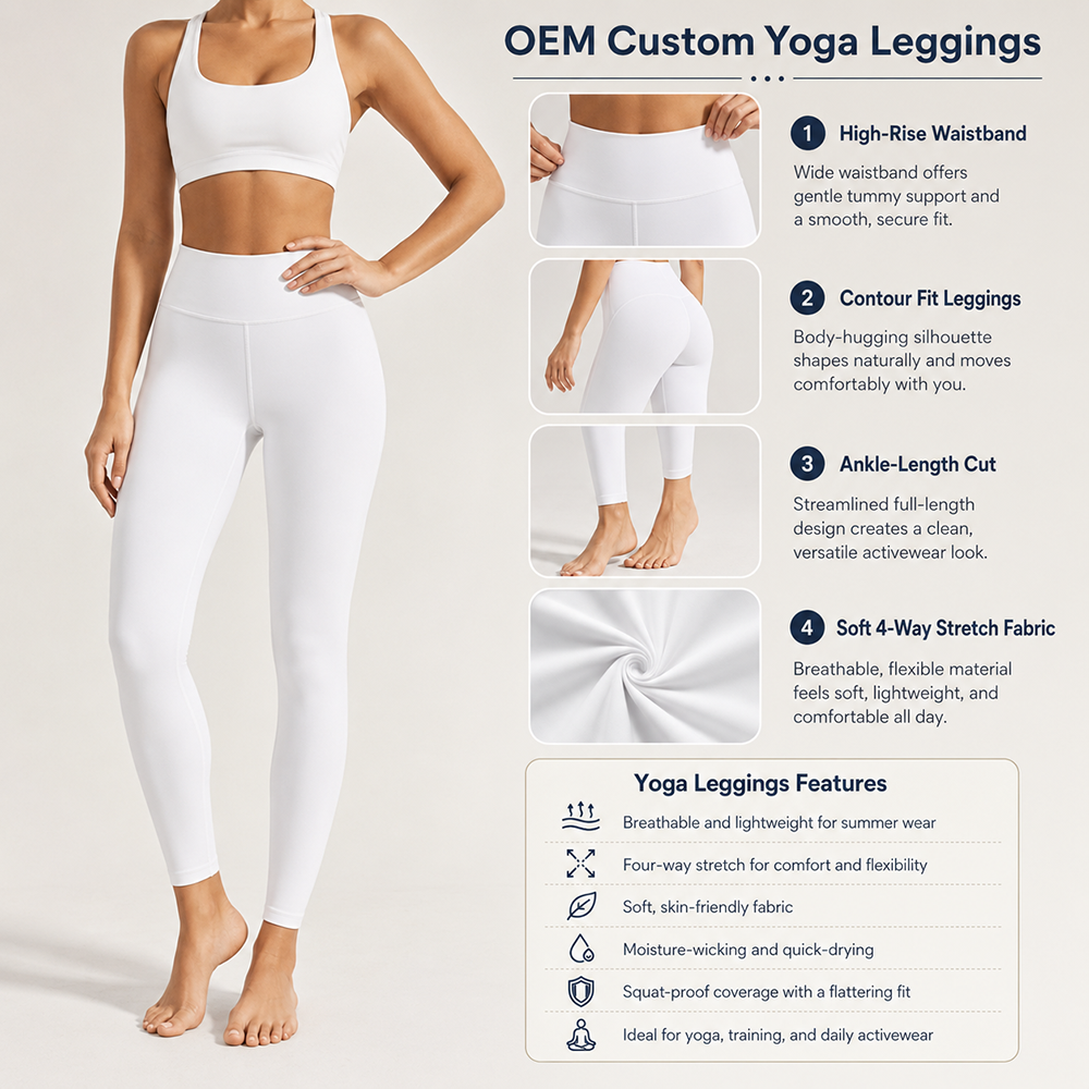 Oem Women's High Waisted Yoga Leggings Tummy Length 4-Way Stretch Moisture Wicking Squat Proof Workout Activewear Leggings