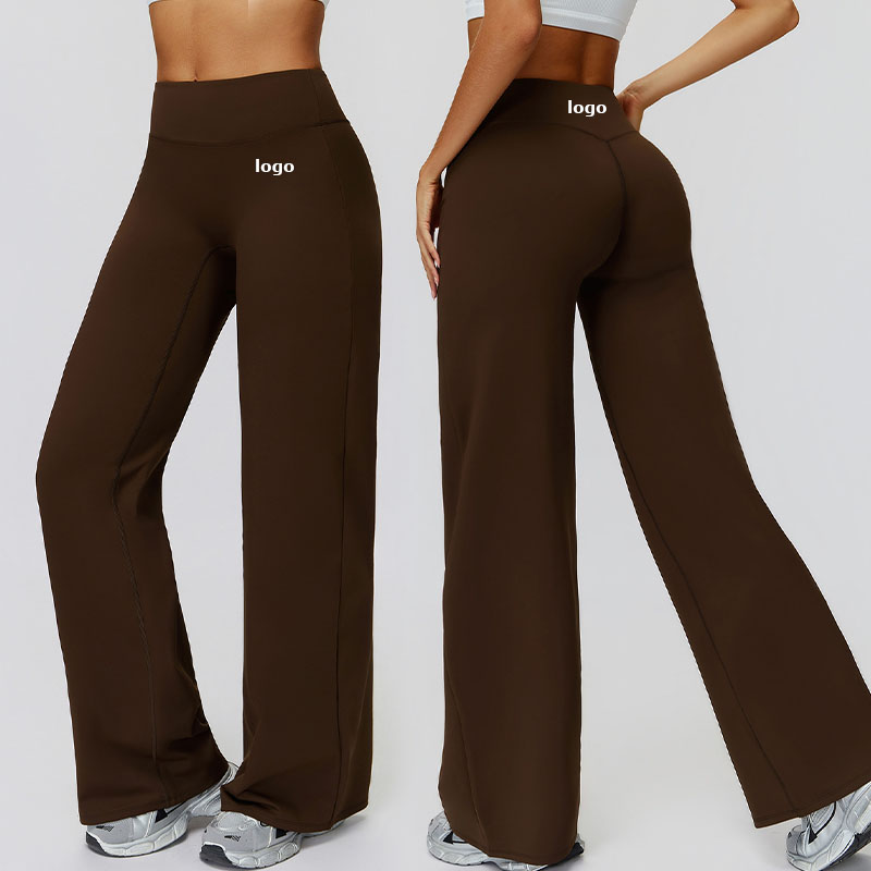 Winter Women'Fleece Lined Athletic High Waist Outdoor Running Legging Gym Fitness Wide Leg Flared Pants