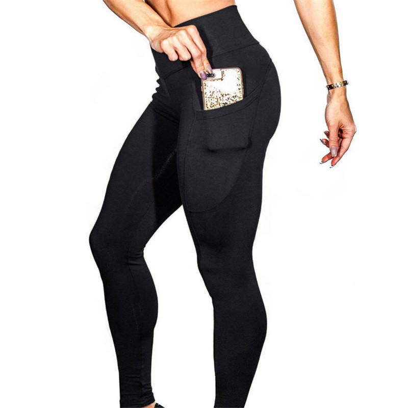 Multi Pocket Yoga Pants Women Squat Proof Gym Leggings High Waist Layered Side Pockets Athletic Tights Workout Trousers